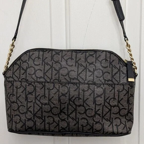 Calvin Klein Ck Must Monogram Recycled Crossbody Bag In Brown Black . Great Cond - Picture 3 of 14
